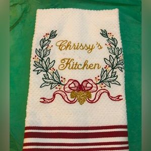 NWT-Handcrafted Christmas Embroidered Kitchen Towel